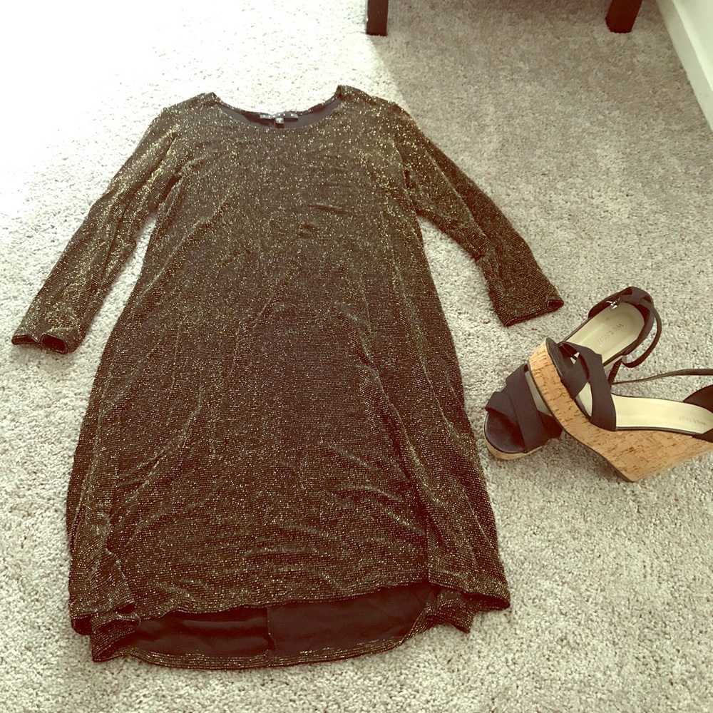 Gold and black boutique mini dress